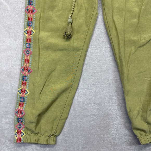 Sundance Pants Women's Small Buena Vista Colorful Embroidered Jogger Olive Boho - Picture 4 of 14